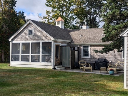 Brewster Historic District Cape Cod vacation rental - Patio, grill, shower.