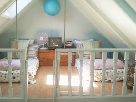 Harwichport Cape Cod vacation rental - Loft area bedroom with two twin beds and bean bags!!