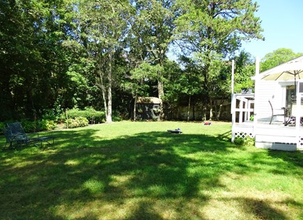 Centerville, West Hyannisport Cape Cod vacation rental - Large fenced-in back yard with gardens, outdoor shower