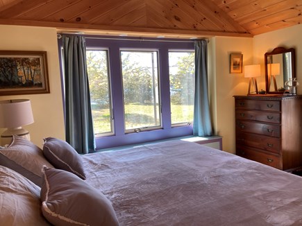 Brewster Cape Cod vacation rental - Master Bedroom Pond View, Slider Door to Patio