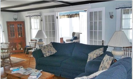West Yarmouth Cape Cod vacation rental - Comfortable, beamed ceiling Living room and Dining room.