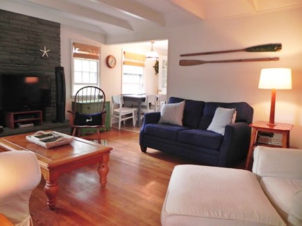 Popponesset Cape Cod vacation rental - Sunny, spacious living room with cable TV and Wifi. Entry view.