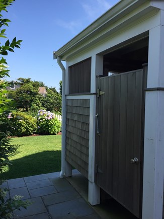 West Yarmouth Cape Cod vacation rental - There's an outdoor shower w/ dressing area.