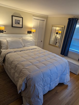 On Falmouth Harbor, Desirable  Cape Cod vacation rental - Master Bedroom, there is a flat screen tv on the wall not shown.