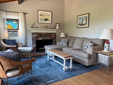Wellfleet Cape Cod vacation rental - Living area with gorgeous view of the bay. Large TV, WiFi, cable.