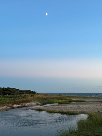 Wellfleet Cape Cod vacation rental - Moon rising as the sun sets.