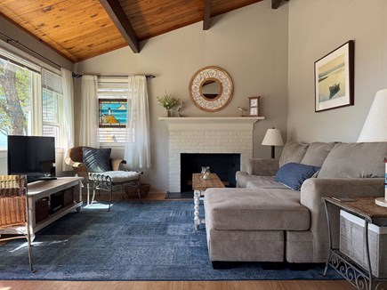 Wellfleet Cape Cod vacation rental - Living area with gorgeous view of the bay. Large TV, WiFi, cable.