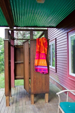 South Truro MA Cape Cod vacation rental - Enclosed outdoor shower (with a very private woods view!)