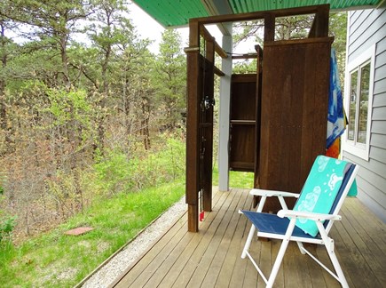 South Truro MA Cape Cod vacation rental - Enclosed outdoor shower (with a very private woods view!)