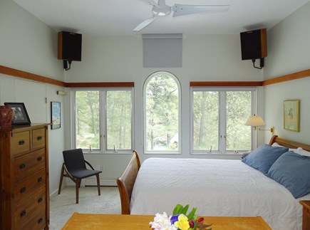 South Truro MA Cape Cod vacation rental - Comfortable queen bed with ceiling fan and speakers