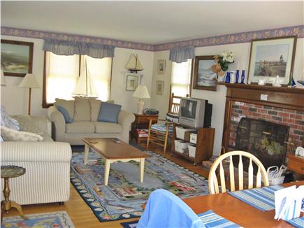 Dennis Cape Cod vacation rental - Spacious living room with TV and fireplace