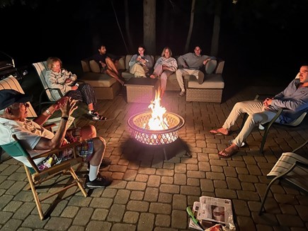 West Hyannisport Cape Cod vacation rental - Fire pit on rear patio. Warm, friendly and relaxing