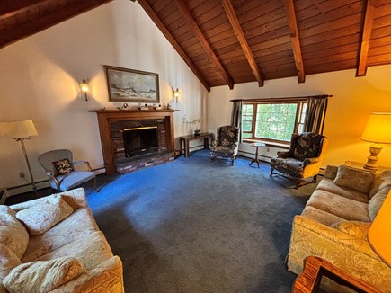 Hyannis area, by Covell's & Cr Cape Cod vacation rental - Main floor living room with cathedral ceiling and 2 large windows