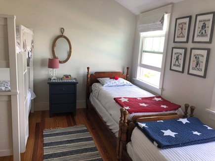 Sagamore Beach Cape Cod vacation rental - Twin guest room- 1 set of bunk beds & 2 twin beds