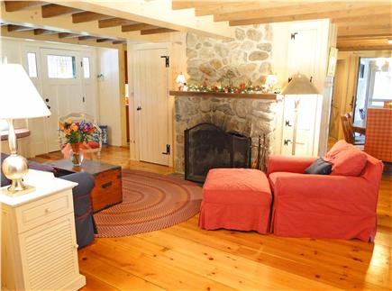 Hyannisport Cape Cod vacation rental - Comfortable living room with beautiful woodwork