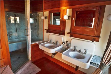 Woods Hole Cape Cod vacation rental - Marble bathroom with historic bathtub