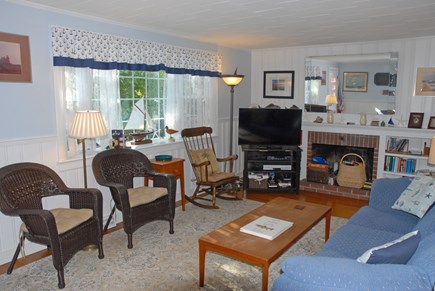 Dennisport... 3/4 mi to Sound  Cape Cod vacation rental - Spacious Living room with Lg screen TV, w/ Books, games and CDs,
