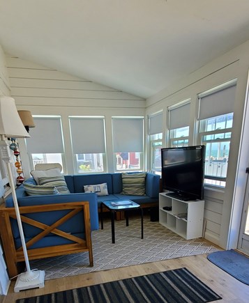 Dennisport Cape Cod vacation rental - Sunroom-South Side with Sectional and TV