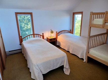 East Sandwich Cape Cod vacation rental - Yellow bedroom, twin bunk, 2 twins, water view beside you.