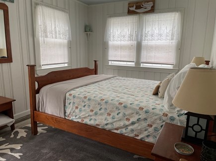 Dennis Cape Cod vacation rental - Bedroom with queen bed, closet and window AC unit.