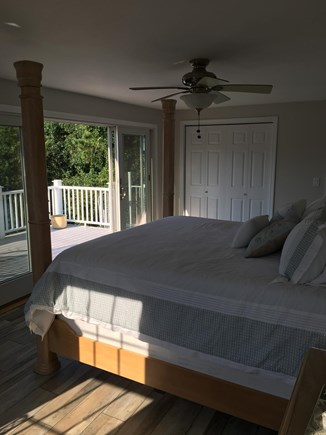 West Yarmouth Cape Cod vacation rental - Master B/R w/king size bed.12 ft slider to upper deck with views
