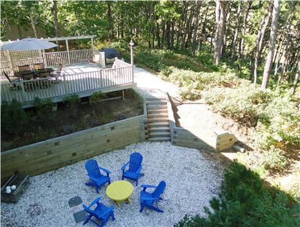 Wellfleet Cape Cod vacation rental - View of back yard deck and BBQ from Master balcony