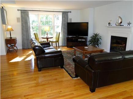 Wellfleet Cape Cod vacation rental - Spacious living room with leather couched, flat screen TV