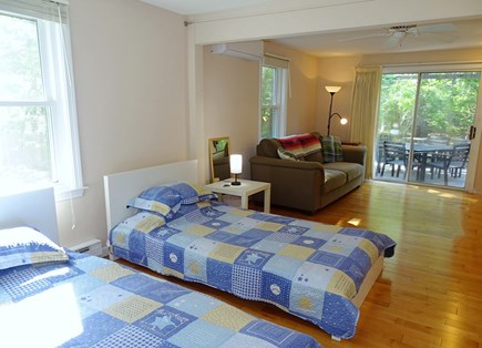 North Eastham Cape Cod vacation rental - Large twin bedroom on main floor with slider to deck 