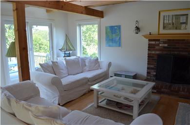 Truro Cape Cod vacation rental - Another view of family room with sliders to the deck