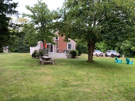 West Harwich Cape Cod vacation rental - Flat Yard w/ large deck, fire pit and grill. Outdoor shower