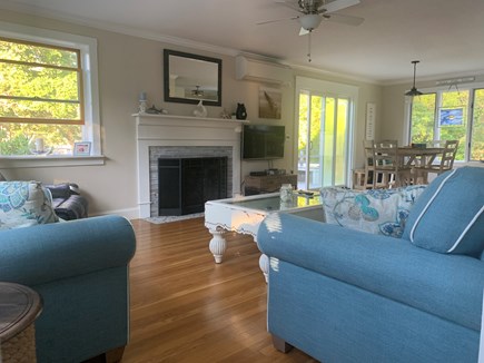 West Harwich Cape Cod vacation rental - Living room w/ slider to large deck