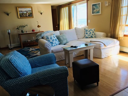North Truro Cape Cod vacation rental - Living room facing beach.