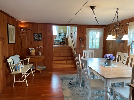 Eastham Cape Cod vacation rental - Dining area looking up to family room