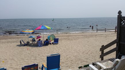 Dennis Port Cape Cod vacation rental - View from deck of Unit B. Renters enjoying private beach.