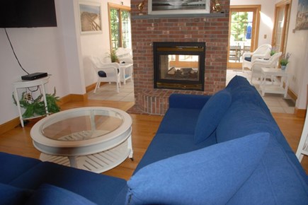 Harwich Cape Cod vacation rental - The adjoining family room has a large sectional couch and flat screen TV