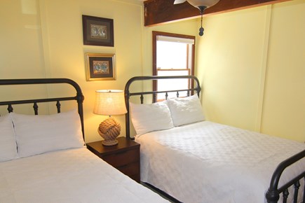 Truro Cape Cod vacation rental - Bedroom 4 - First Floor With Two Double Beds & Ceiling Fan