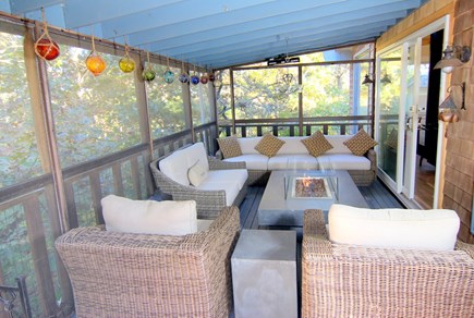 Truro Cape Cod vacation rental - Screened in Porch With Fire Table - Off Living Room