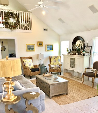 West Yarmouth Cape Cod vacation rental - Living room with vaulted ceiling
