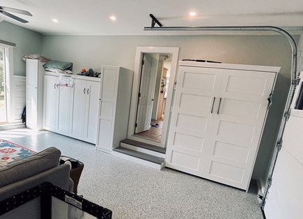 Brewster Cape Cod vacation rental - Bonus/family room facing two Murphy wall beds & storage cabinets