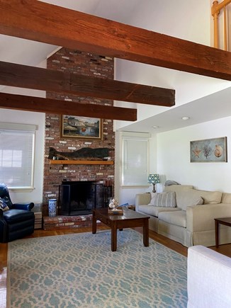 South Dennis Cape Cod vacation rental - Beautiful vaulted beam living room.