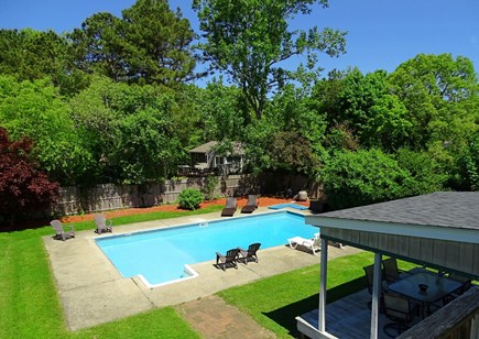 East Falmouth Cape Cod vacation rental - Lovely view of the yard and pool from upper deck