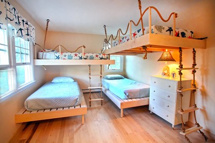 Chatham Cape Cod vacation rental - 3rd kids bedroom has 4 twins and TV-Wii game player. A kids Dream
