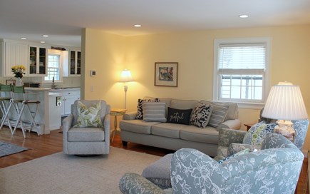 Barnstable Cape Cod vacation rental - Living room open to kitchen/dining
