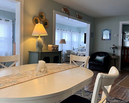 Bourne, Buzzards Bay Cape Cod vacation rental - Relaxing dining area offers sounds of peaceful waves
