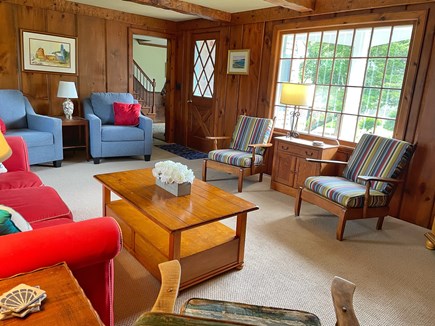 East Orleans Cape Cod vacation rental - The 1st-floor living room has a Roku TV, WiFi & fireplace.