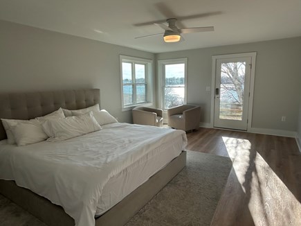 East Falmouth Cape Cod vacation rental - Main Bed 2 (2nd fl)-King bed w/views of estuary, MV and priv deck