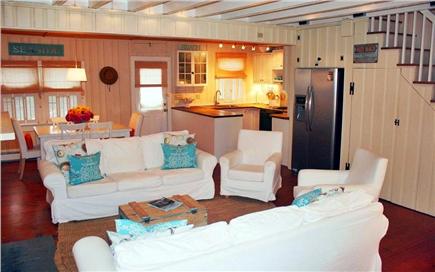 East Sandwich Cape Cod vacation rental - Relax in our great room - Living Room, Dining Area and Kitchen.