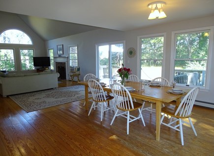 Wellfleet Cape Cod vacation rental - Open floor plan w/ dining and living area opening to deck
