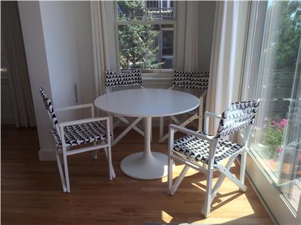 Provincetown Cape Cod vacation rental - This cafe table overlooking the bay is great for morning coffee