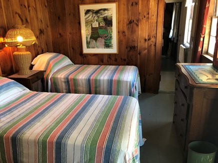 East Orleans Cape Cod vacation rental - First main floor twin bedroom, slider to deck